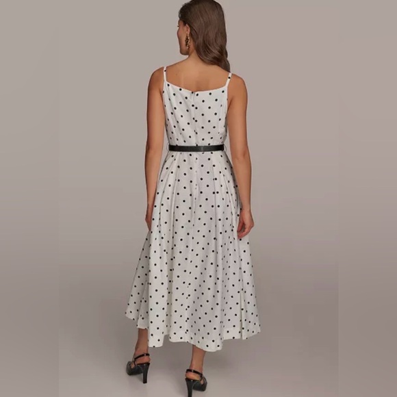 Donna Karan New York a Elegant Polka Dot Dress with belt and pockets BRAND NEW - Picture 5 of 5